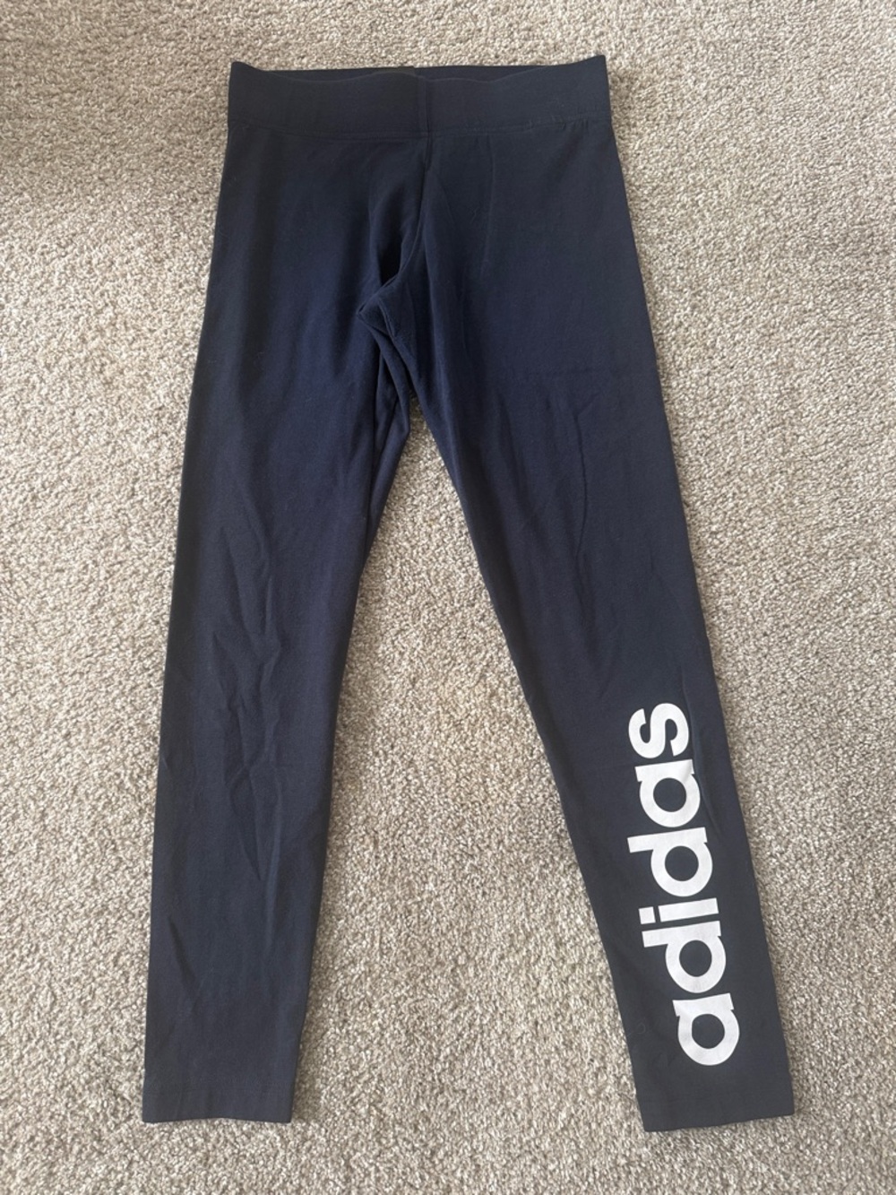 adidas Black Leggings with White Side Logo